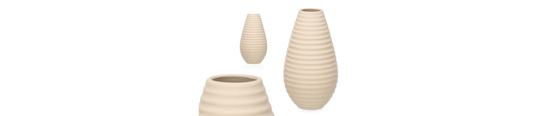 JARRON CERAMICA RAYA HORIZONTAL 33CM BEIGE