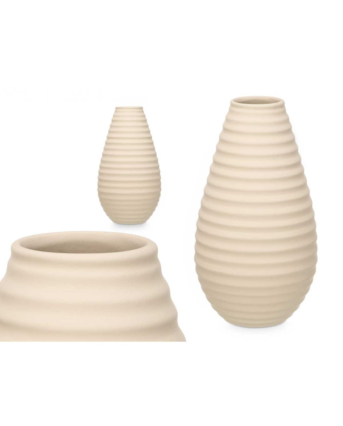 JARRON CERAMICA RAYA HORIZONTAL 44CM BEIGE