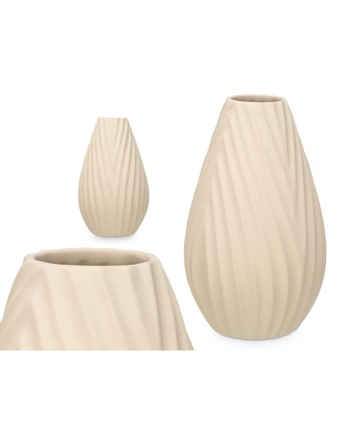 JARRON CERAMICA RAYA DIAGONAL 41CM BEIGE