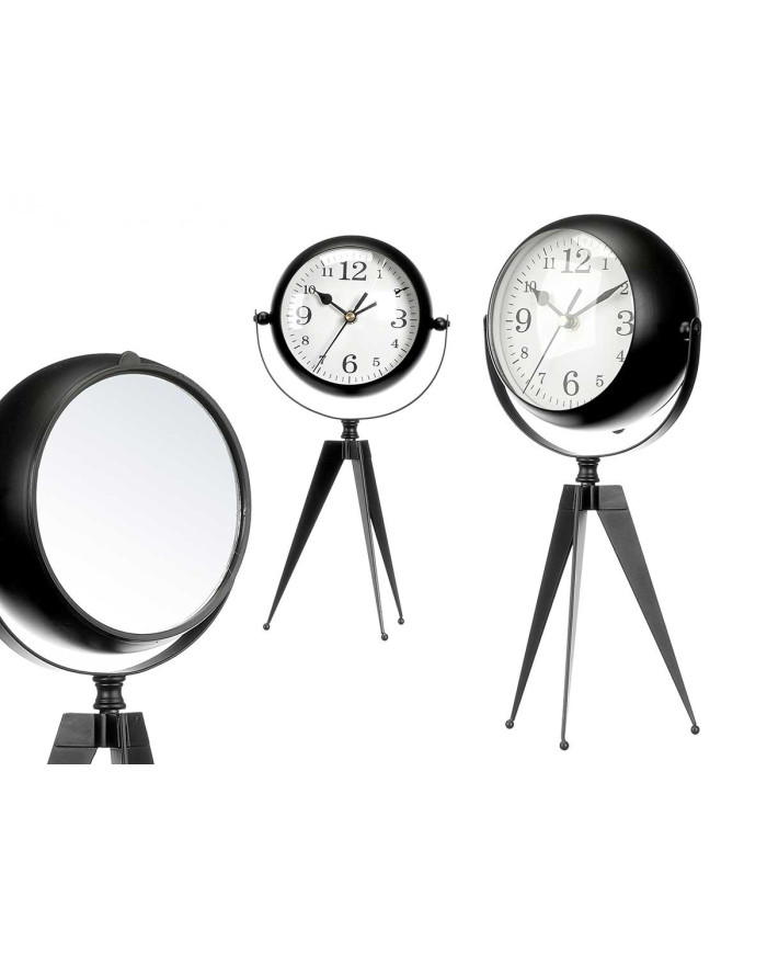 RELOJ FORJA ESFERA OVALADA ESPEJO NEGRO 32CM