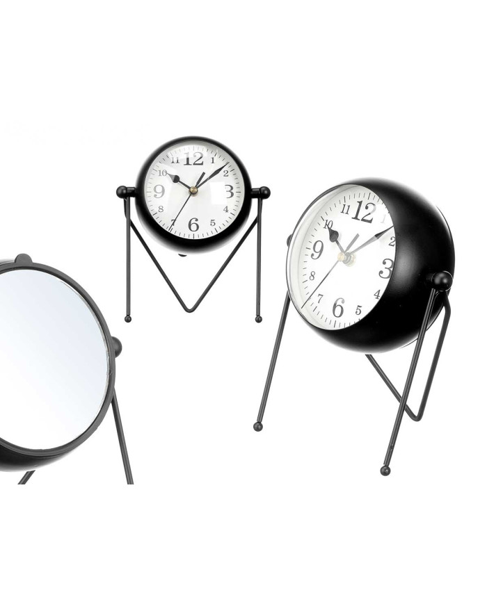 RELOJ FORJA ESFERA OVALADA ESPEJO NEGRO 21CM