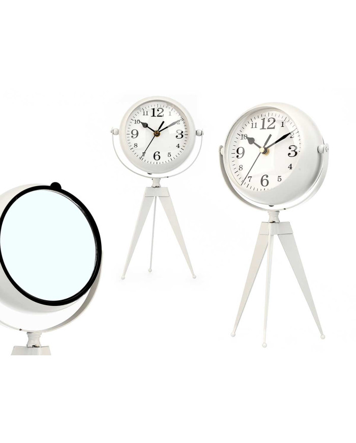 RELOJ FORJA ESFERA OVALADA ESPEJO BLANCO 32CM