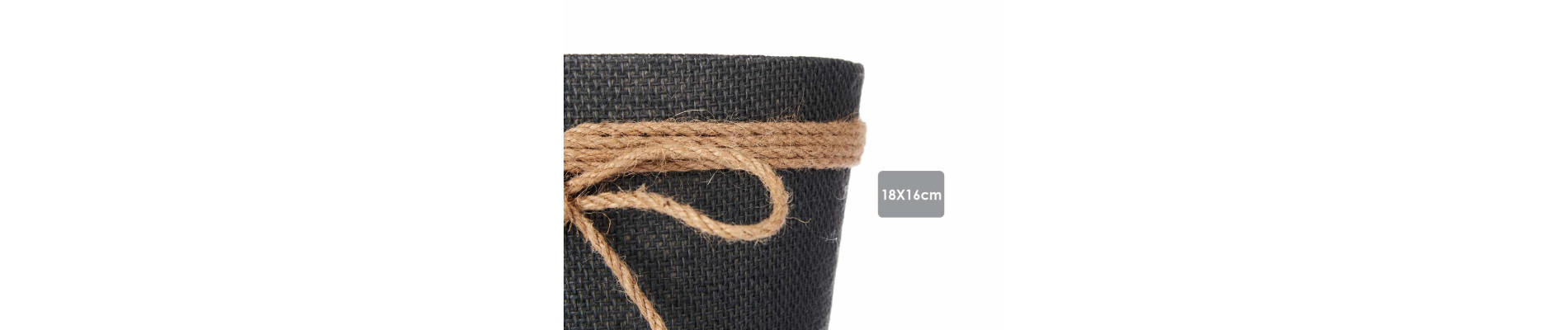 MACETERO TELA CON LAZO 18X16CM GRIS