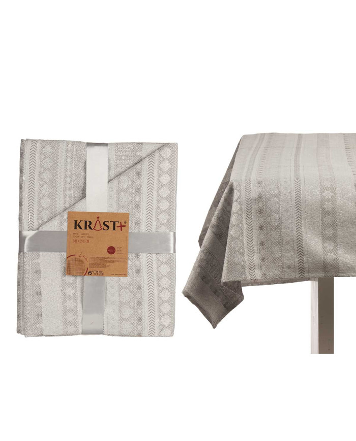 MANTEL LUREX PLATA GRECIA 140X240CM