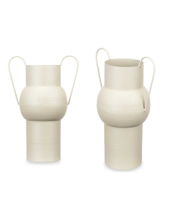 JARRON ACERO ABOMBADO CREMA PASTEL MED