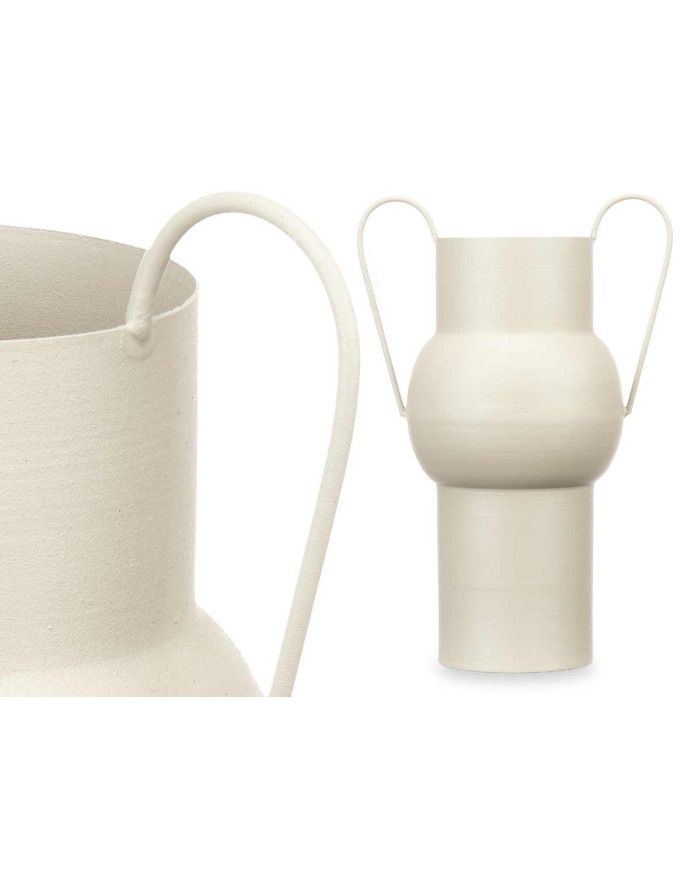JARRON ACERO ABOMBADO CREMA PASTEL MED