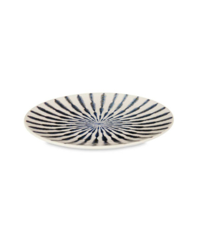 PLATO PORCELANA LLANO 26CM RAYA AZUL