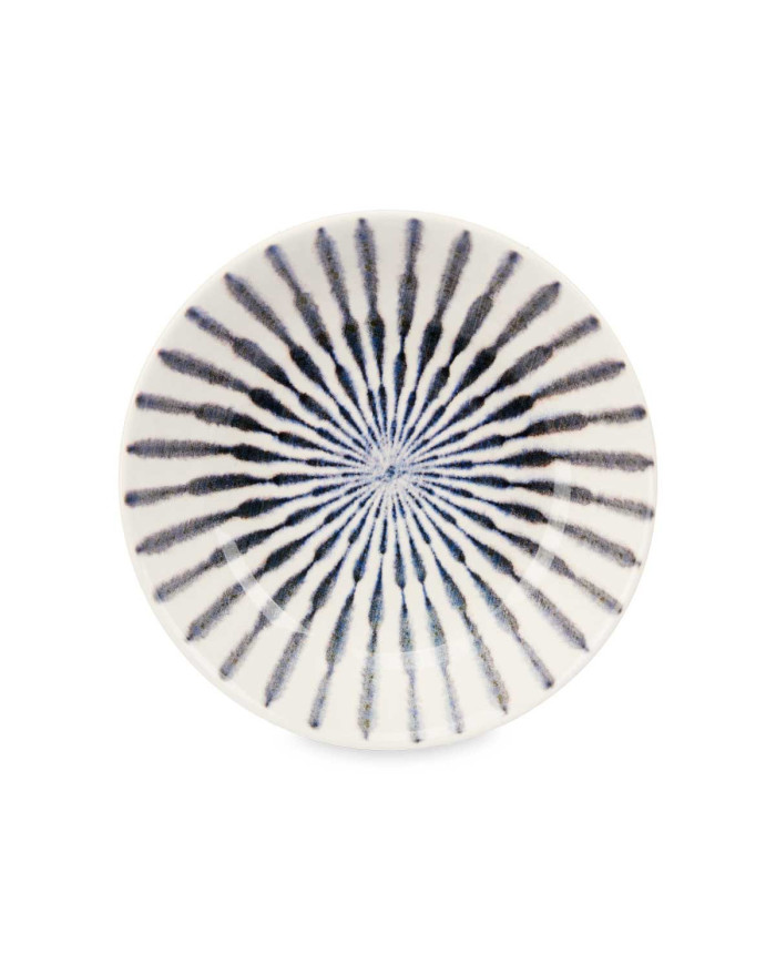 PLATO PORCELANA HONDO 21CM RAYA AZUL