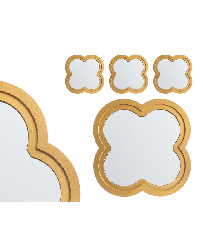 SET 3 ESPEJOS PLASTICO FLOR DORADO
