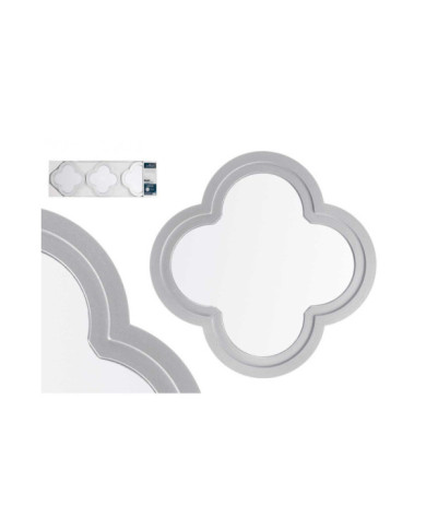 SET 3 ESPEJOS PLASTICO FLOR PLATEADO