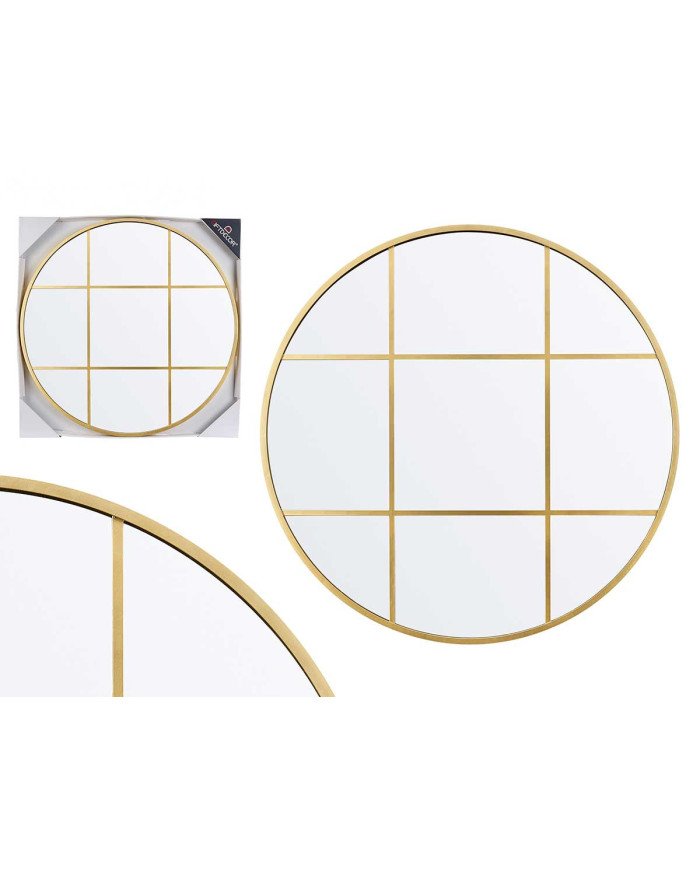ESPEJO PLASTICO VENTANAL REDONDO 80CM DORADO