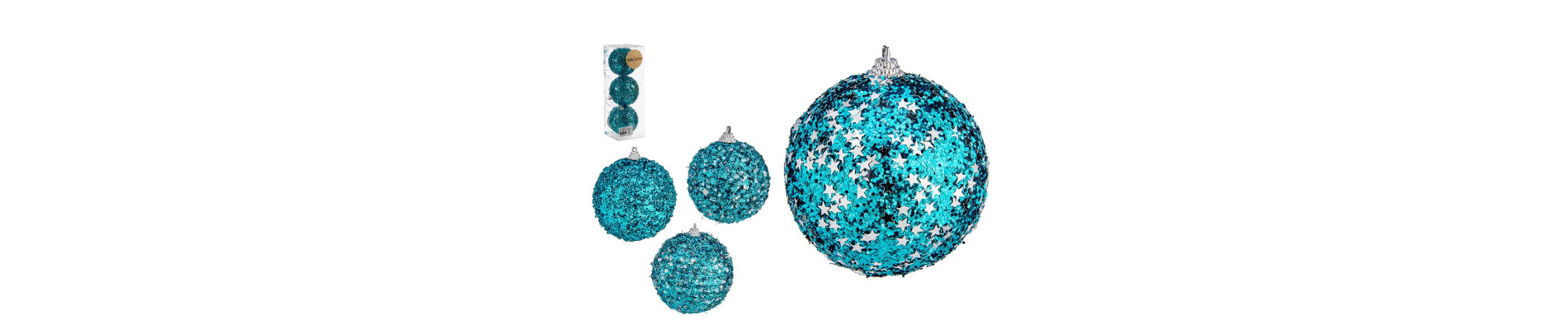 SET 3 BOLAS NAVIDAD 8CM AZUL BRILLANTE SURT 2
