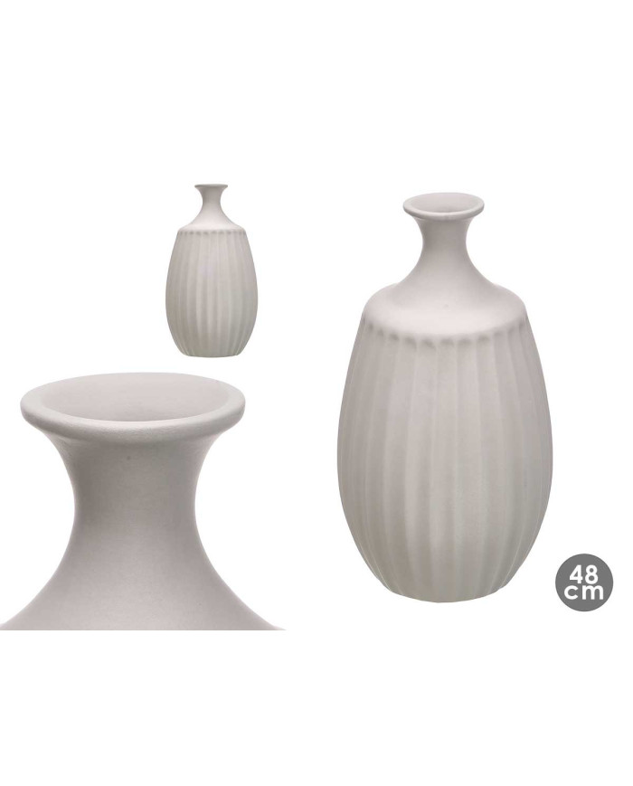 JARRON CERAMICA CUELLO ESTRECHO 48CM GRIS