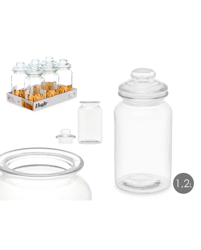 TARRO REDONDO LISO TAPA CRISTAL 1200ML